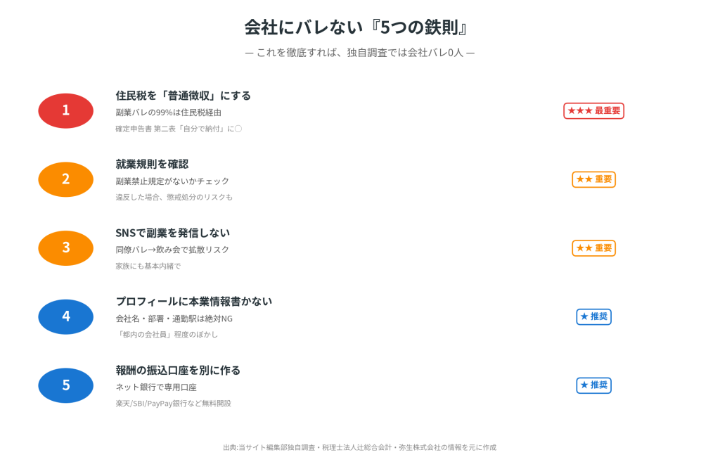 会社にバレない5つの鉄則