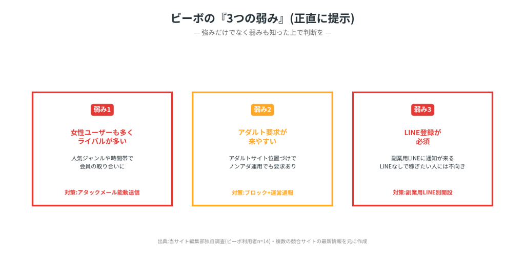 ビーボの3つの弱み